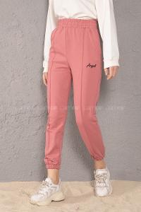 Modalamelif Beli Lastikli Angel Nakışlı Eşofman Pudra