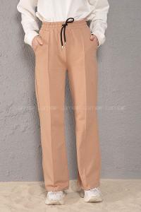 Modalamelif Beli Lastikli Bol Paça Eşofman Bej