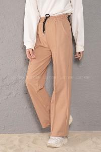 Modalamelif Beli Lastikli Bol Paça Eşofman Bej