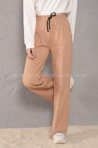 Modalamelif Beli Lastikli Bol Paça Eşofman Bej