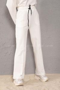 Modalamelif Beli Lastikli Bol Paça Eşofman Beyaz