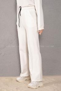 Modalamelif Beli Lastikli Bol Paça Eşofman Beyaz