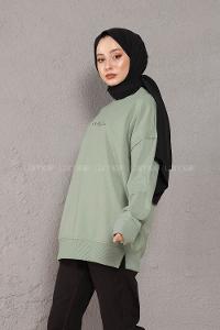 Modalamelif Crab s Yazı Baskılı Sweatshirt Çağla Yeşili