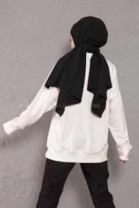 Modalamelif Crab s Yazı Baskılı Sweatshirt Ekru