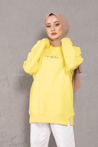 Modalamelif Crab s Yazı Baskılı Sweatshirt Neon Sarı