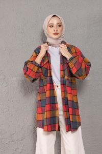 Modalamelif Hakim Yaka Ekose Desen Gömlek Hardal