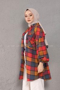 Modalamelif Hakim Yaka Ekose Desen Gömlek Hardal