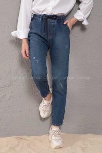 Modalamelif  İp Kuşaklı Tırnaklı Mom  Mavi