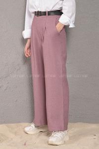 Modalamelif Kemerli Bol Paça Pantolon Lila