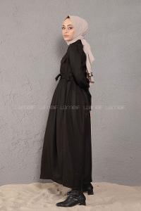 Modalamelif Önü Boydan Düğmeli Elbise Siyah