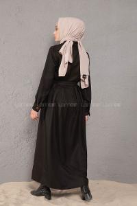 Modalamelif Önü Boydan Düğmeli Elbise Siyah