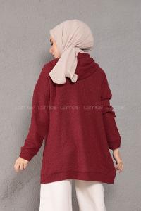 Modalamelif Önü Fermuarlı Triko Hırka Bordo