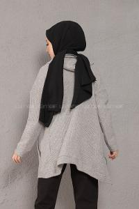 Modalamelif Önü Fermuarlı Triko Hırka Gri