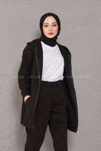 Modalamelif Önü Fermuarlı Triko Hırka Siyah