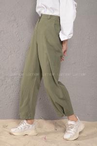 Modalamelif Paçası Çıtçıtlı Kot Pantolon Haki