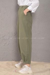 Modalamelif Paçası Çıtçıtlı Kot Pantolon Haki