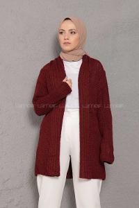 Modalamelif Şal Yaka Triko Hırka Bordo