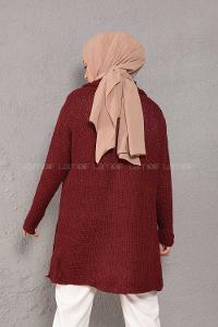 Modalamelif Şal Yaka Triko Hırka Bordo