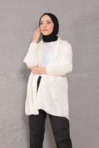 Modalamelif Şal Yaka Triko Hırka Ekru