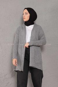 Modalamelif Şal Yaka Triko Hırka Gri