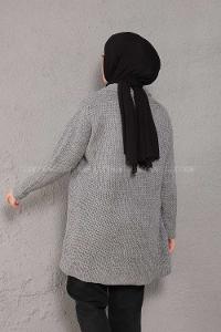 Modalamelif Şal Yaka Triko Hırka Gri