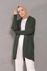 Modalamelif Şal Yaka Triko Hırka Haki