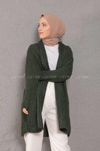 Modalamelif Şal Yaka Triko Hırka Haki