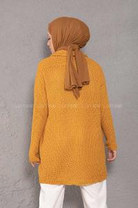 Modalamelif Şal Yaka Triko Hırka Hardal Sarısı