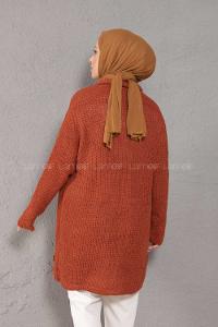 Modalamelif Şal Yaka Triko Hırka Kiremit
