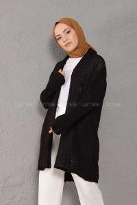 Modalamelif Şal Yaka Triko Hırka Siyah