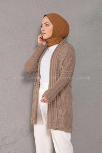 Modalamelif Şal Yaka Triko Hırka Vizonrengi