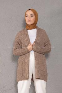 Modalamelif Şal Yaka Triko Hırka Vizonrengi