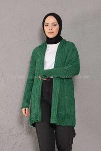 Modalamelif Şal Yaka Triko Hırka Yeşil