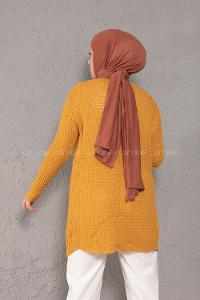 Modalamelif Selanik Cepli Triko Hırka Hardal Sarısı