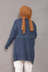 Modalamelif Selanik Cepli Triko Hırka İndigo