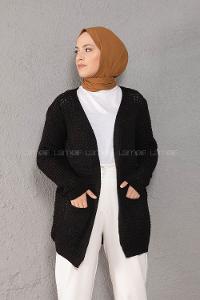 Modalamelif Selanik Cepli Triko Hırka Siyah