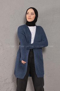 Modalamelif Selanik Cepsiz Triko Hırka İndigo