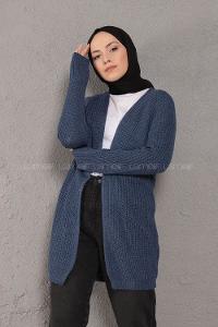 Modalamelif Selanik Cepsiz Triko Hırka İndigo