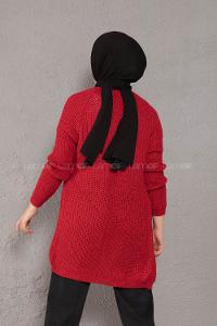 Modalamelif Selanik Cepsiz Triko Hırka Kırmızı