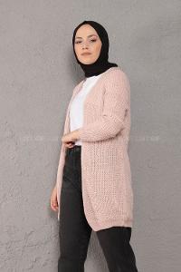 Modalamelif Selanik Cepsiz Triko Hırka Pudra