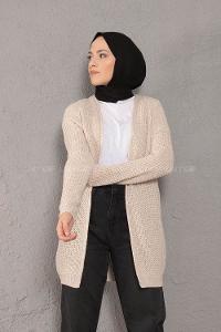 Modalamelif Selanik Cepsiz Triko Hırka Taş Rengi