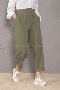 Modalamelif Yanı Fermuarlı Kot Pantolon Haki