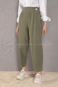 Modalamelif Yanı Fermuarlı Kot Pantolon Haki