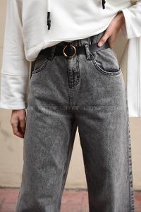 Modalamelif Bel Ve Paça Püsküllü Kemerli Kot Pantolon Antrasit