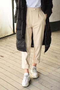 Modalamelif Duble Paça Kot Pantolon Taş Rengi