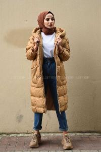 Modalamelif Körük Cepli Şişme Mont Camel