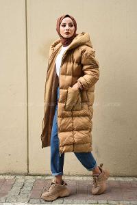 Modalamelif Körük Cepli Şişme Mont Camel