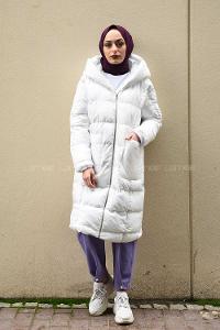 Modalamelif Körük Cepli Şişme Mont Ekru