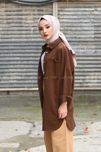 Modalamelif Oversize Cepli Kot Ceket Kahverengi