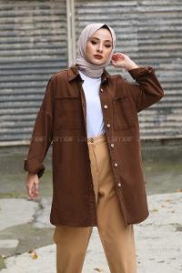 Modalamelif Oversize Cepli Kot Ceket Kahverengi